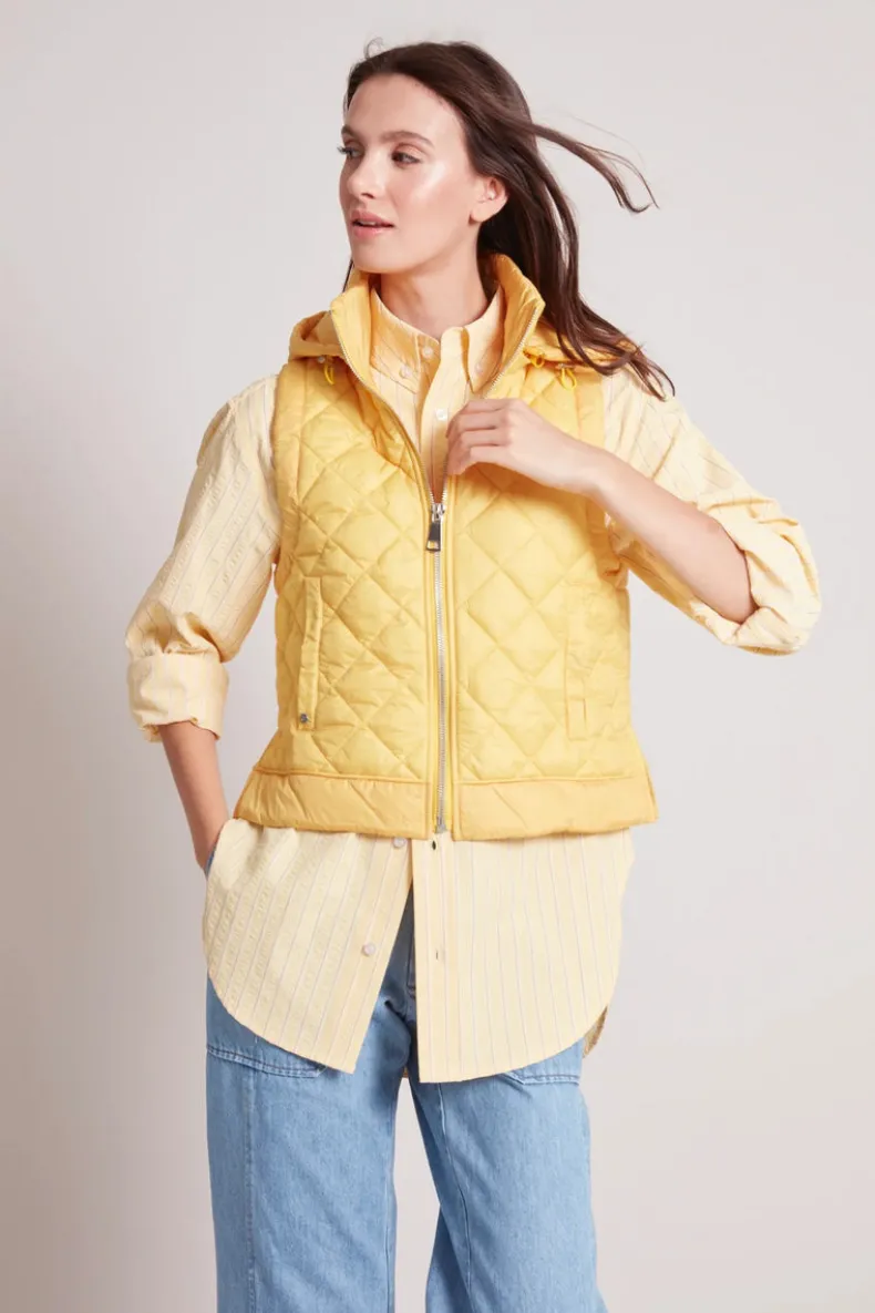 ADROIT TALIA NYLON VEST WITH REMOVABLE HOOD - SUNSHINE