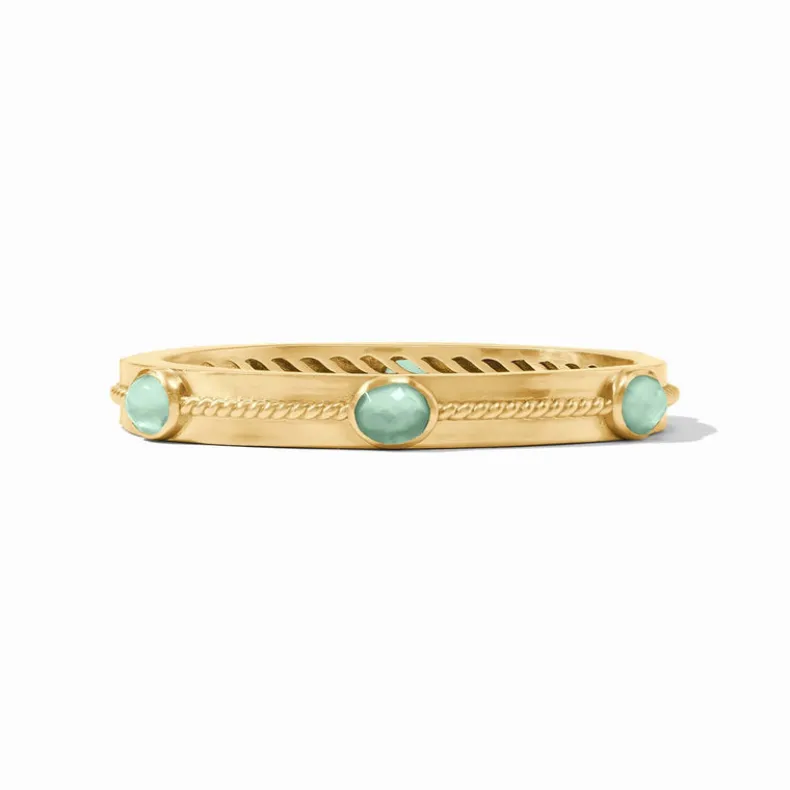 JULIE VOS NASSAU STONE HINGE BANGLE - IRIDESCENT AQUAMARINE