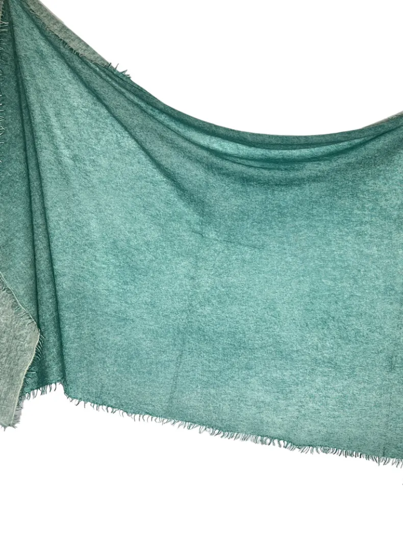 BAJRA CASHMERE CREME SCARF - BLEU DE CHINE