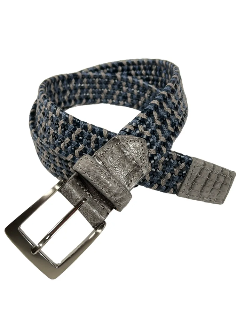 W.KLEINGBERG WOVEN STRETCH BELT - DENIM MIX