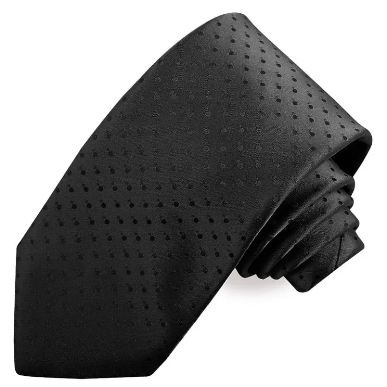 DION SILK SMALL DOT TIE - BLACK