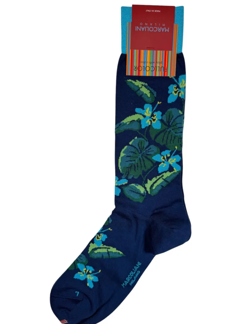 MARCOLIANI PIMA COTTON ALOHA CALF SOCK - ROYAL BLUE