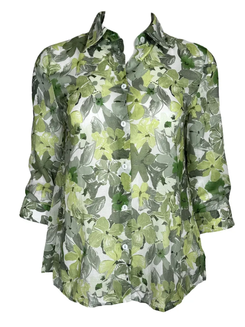 CAMICETTASNOB FLORAL BLOUSE - GREEN & WHITE