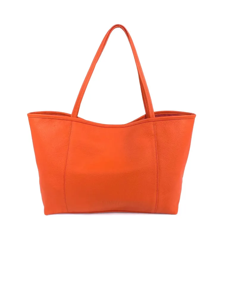 ORSYN MAKENA TOTE - PAPAYA PEBBLE GRAIN