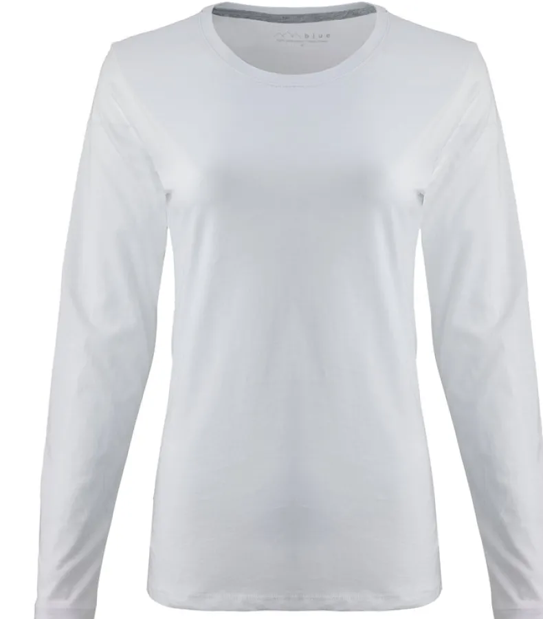 BLUE 1899 WOMEN'S PIMA COTTON T-SHIRT CREWNECK LONGSLEEVE - WHITE