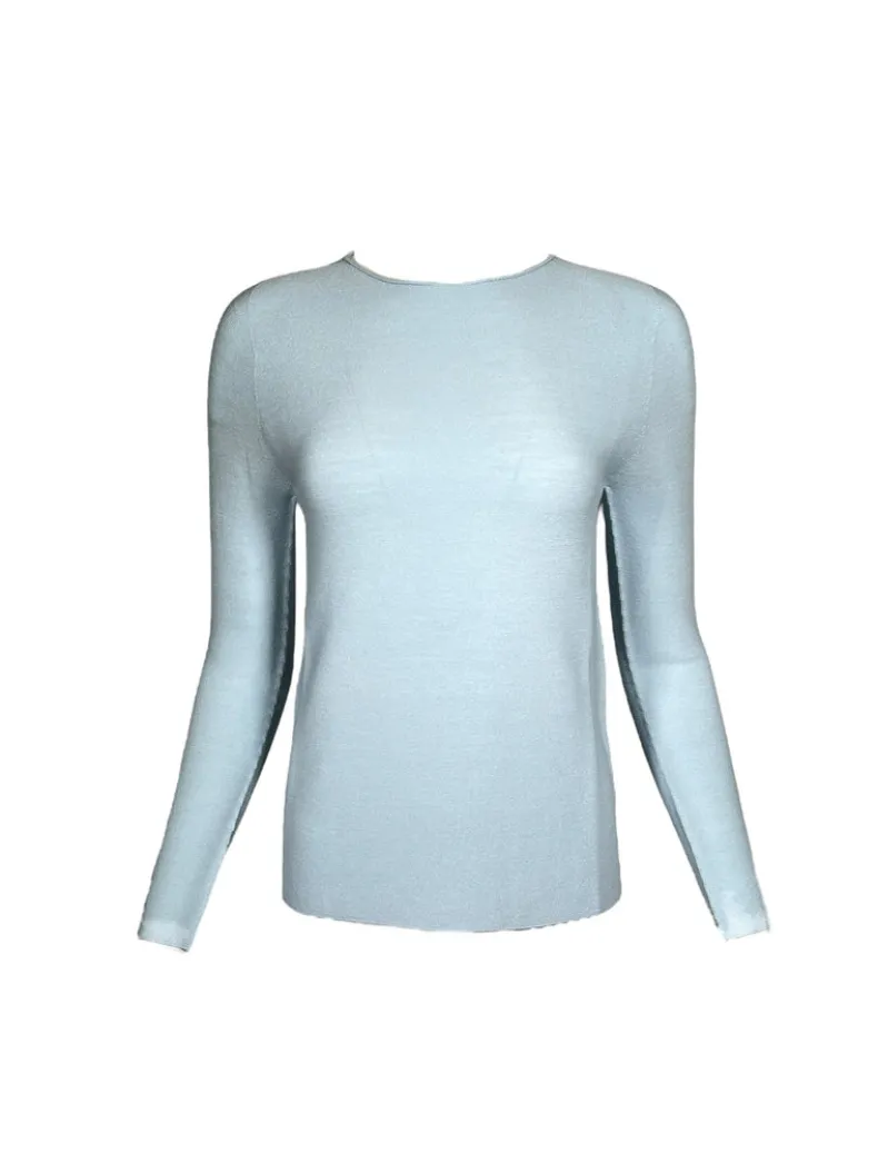 HUBERT GASSER ROUND NECK LONG SWEATER - LIGHT BLUE