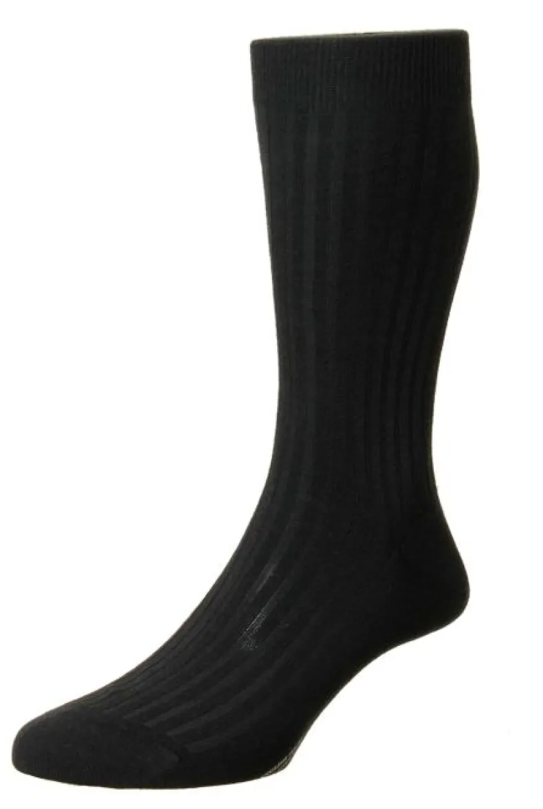 PANTHERELLA LABURNUM MEN'S MERINO OVER CALF SOCK - BLACK