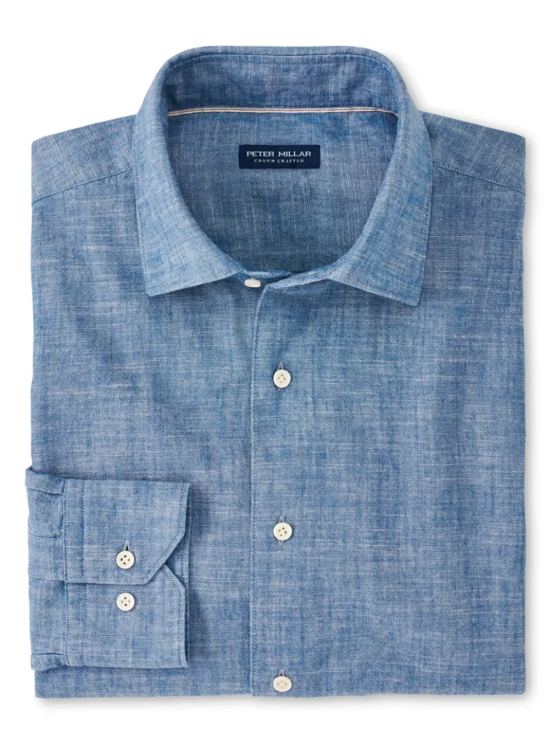 PETER MILLAR JAPANESE SELVEDGE SPORT SHIRT - LIGHT CHAMBRAY