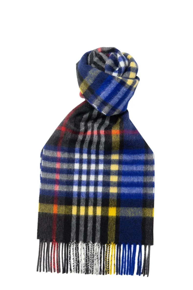 JOSHUA ELLIS CASHMERE SCARF - BLACK/MULTI PLAID