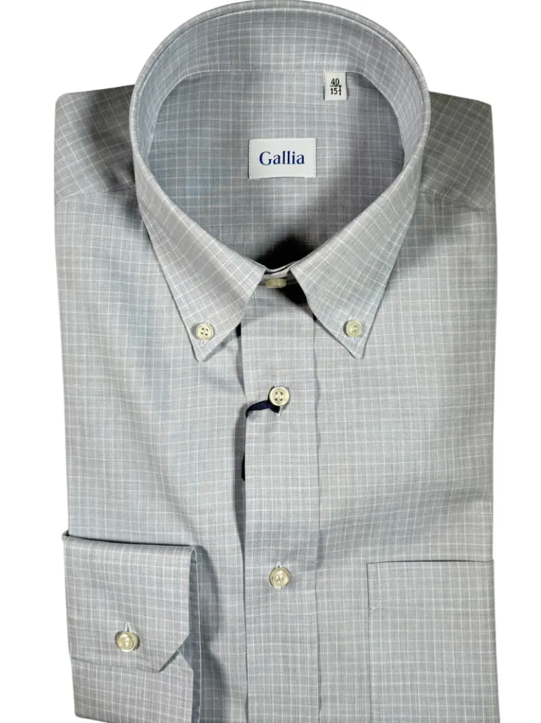 GALLIA MEN'S SHIRT - GREY REVERSE CHECK