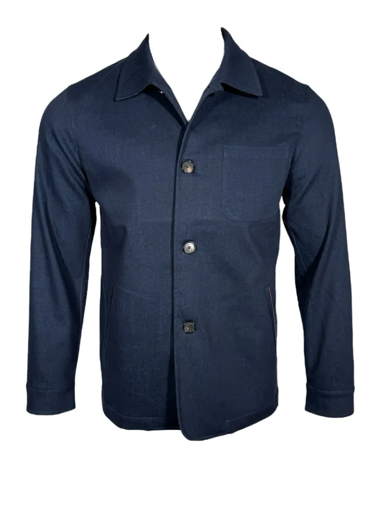 MANTO DENIM JACKET - BLUE WITH LOTUS PRINT