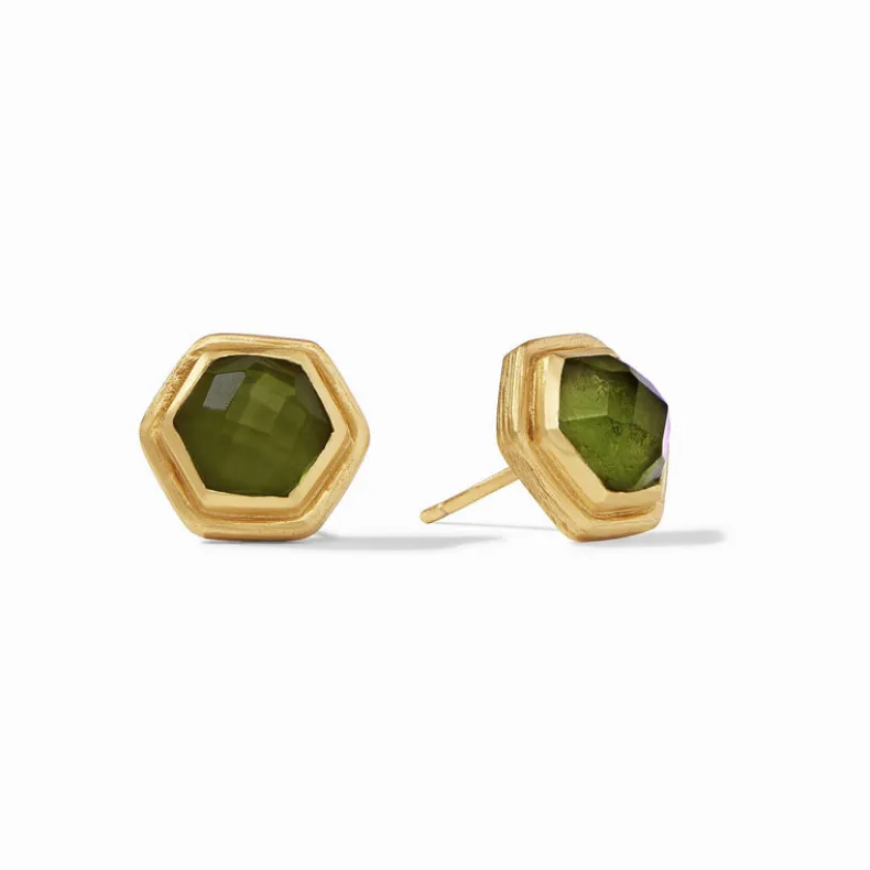 JULIE VOS PALLADIO STUD EARRING - IRIDESCENT JADE GREEN