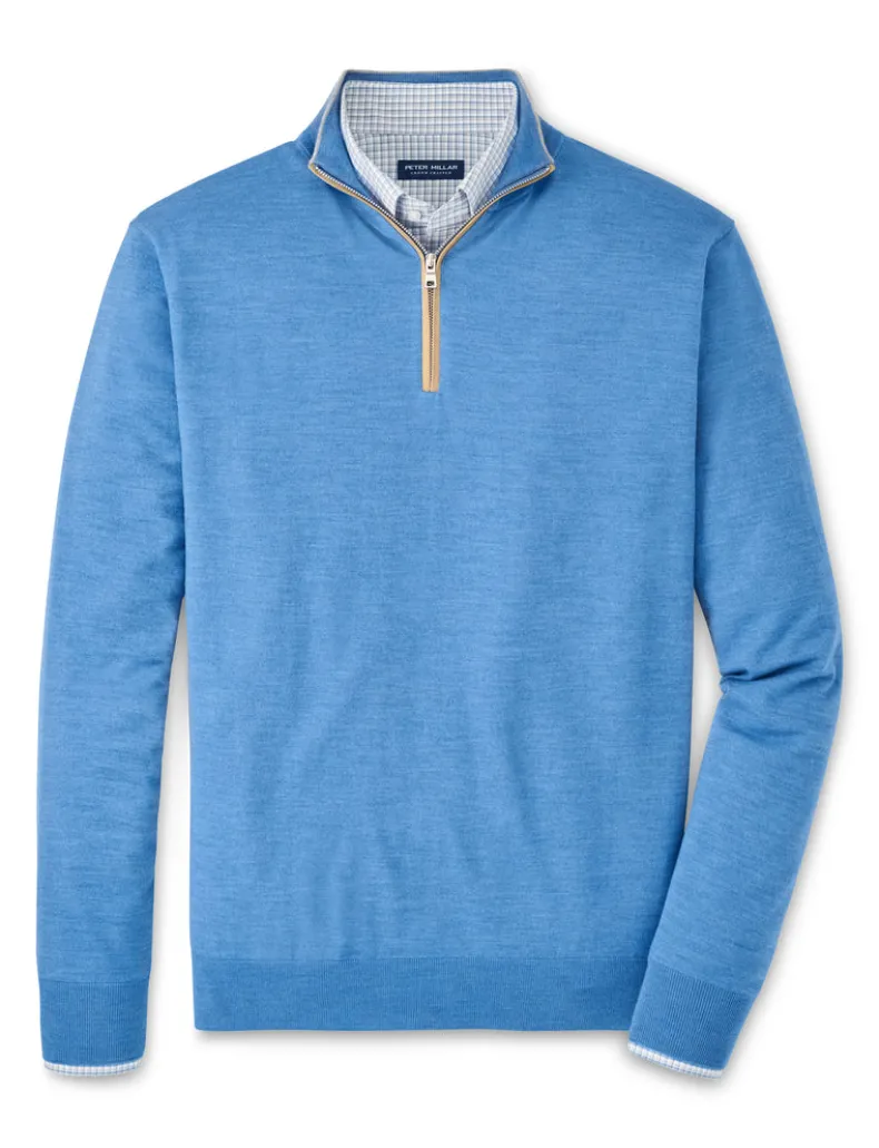 PETER MILLAR EXCURSIONIST FLEX QUARTER-ZIP SWEATER - FOUNTAIN BLUE