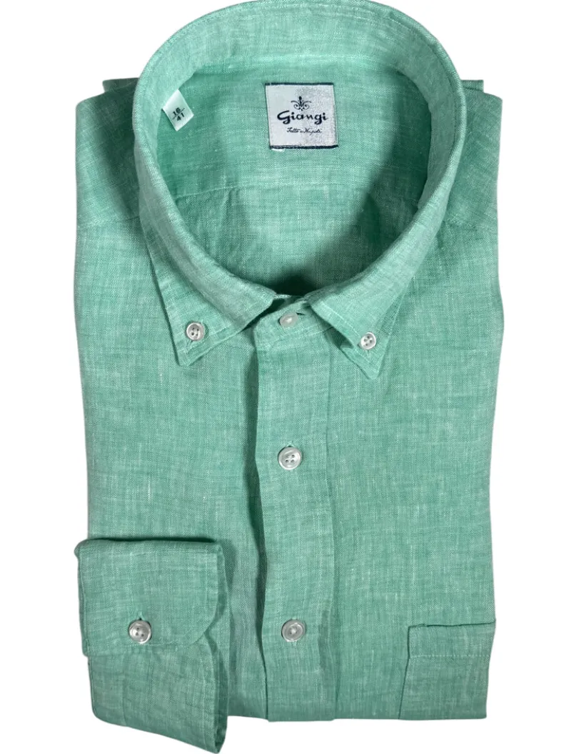 GIANGI NAPOLI MEN'S LINEN SHIRT - GREEN