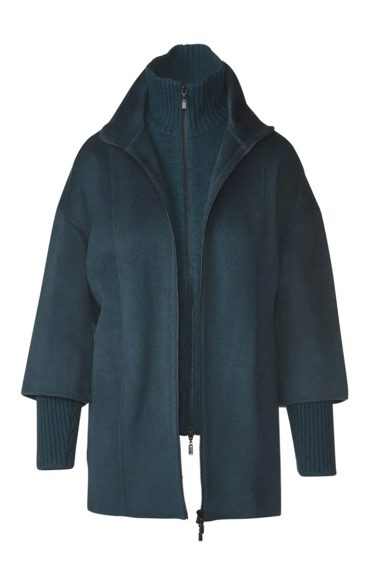 KINROSS KNIT INSERT ZIP MOCK COAT - SEAPINE