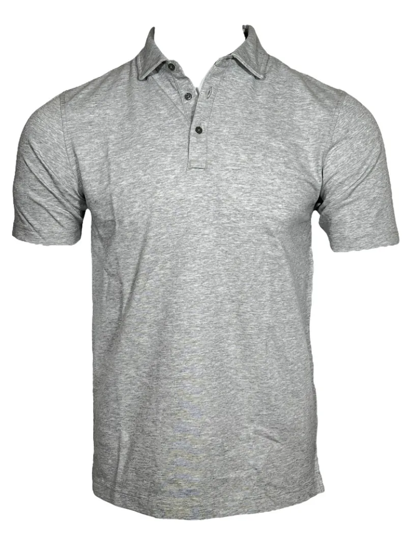 BUTTON DOWN MEN'S TECH POLO - LIGHT GREY HEATHER
