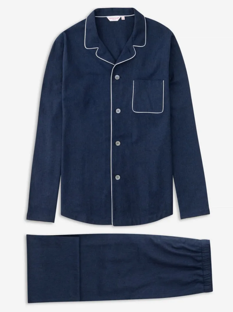 DEREK ROSE BALMORAL 3 MEN'S PAJAMA SET - NAVY