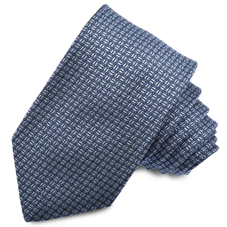 DION SILK TIE - POWDER BLUE NAILHEAD CUBE