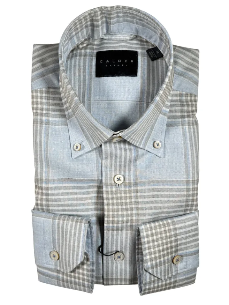 CALDER CARMEL MEN'S SHIRT - SKY BLUE CHECK PLAID