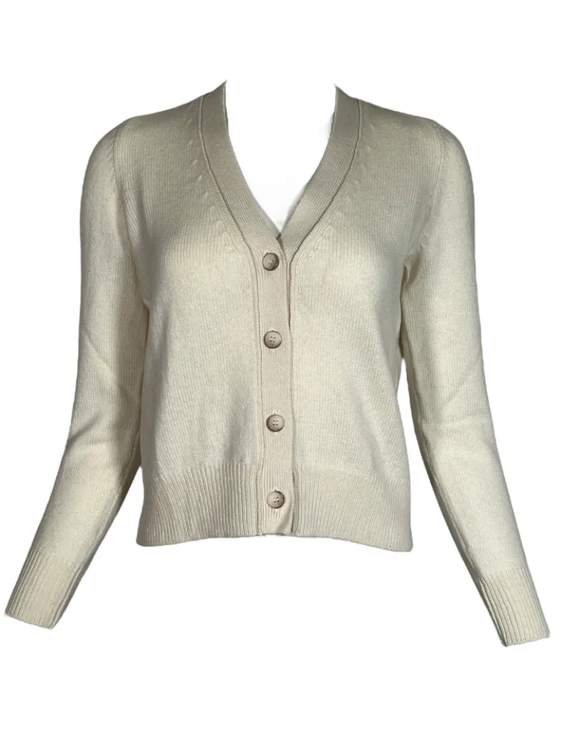 GRAN SASSO WOMEN'S CASHMERE CARDIGAN - WINTER WHITE