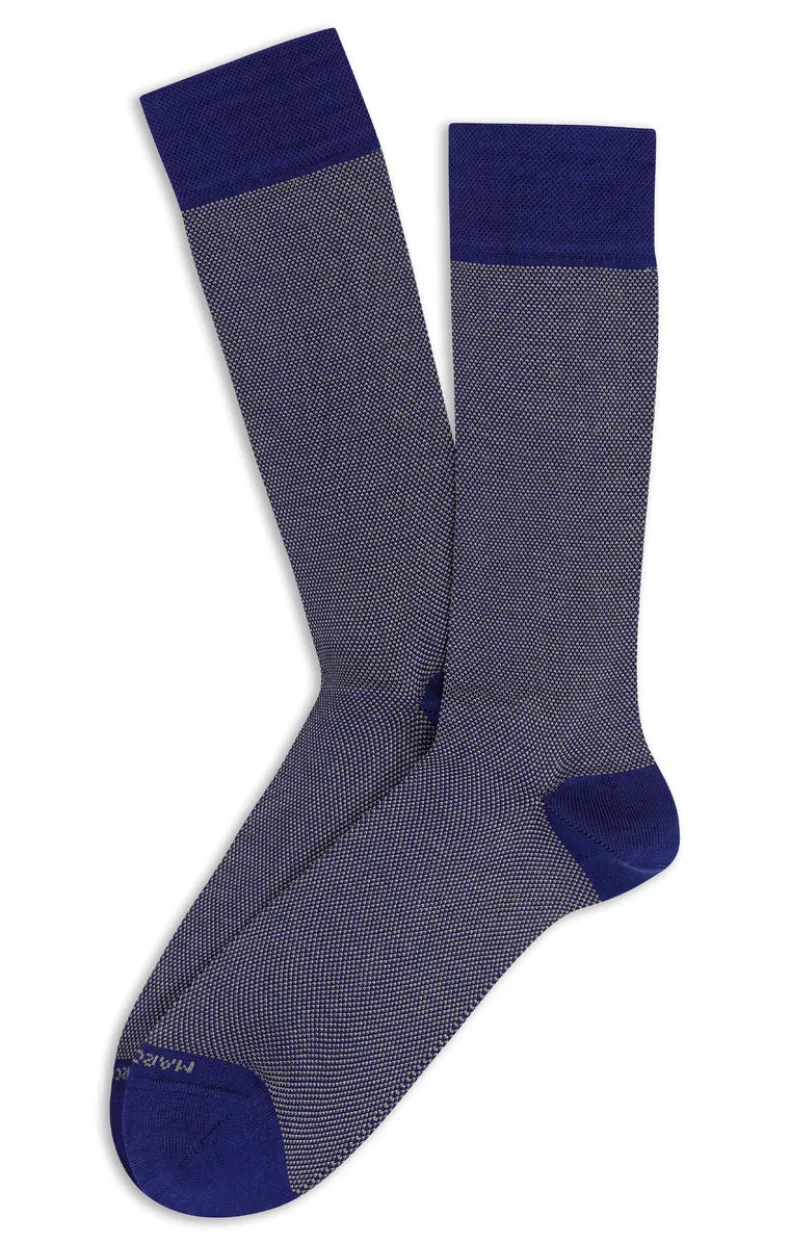 MARCOLIANI LISLE BIRDSEYE SOCK - BLUE/BEIGE