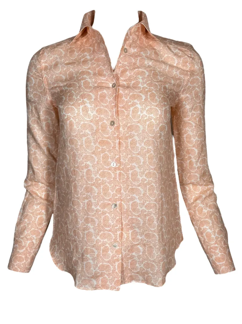 GIANGI NAPOLI WOMEN'S LINEN BLEND SHIRT - ORANGE PAISLEY