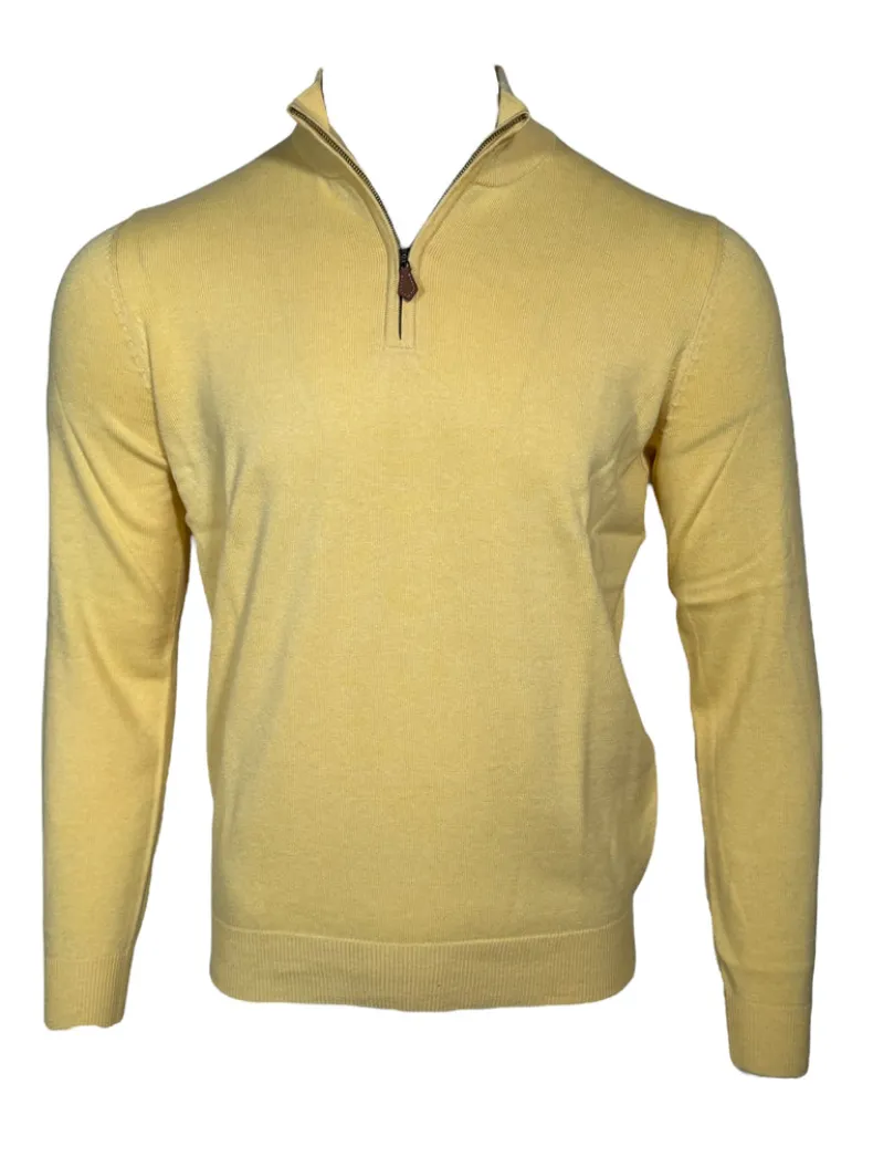 ALAN PAINE SELHURST QUARTER ZIP SWEATER - LEMON