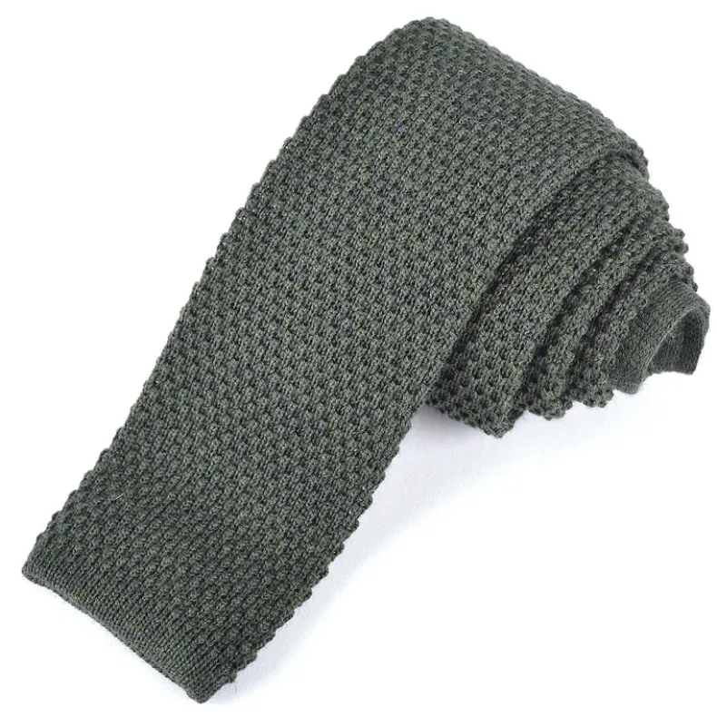 DION WOOL KNIT TIE - FOREST GREEN