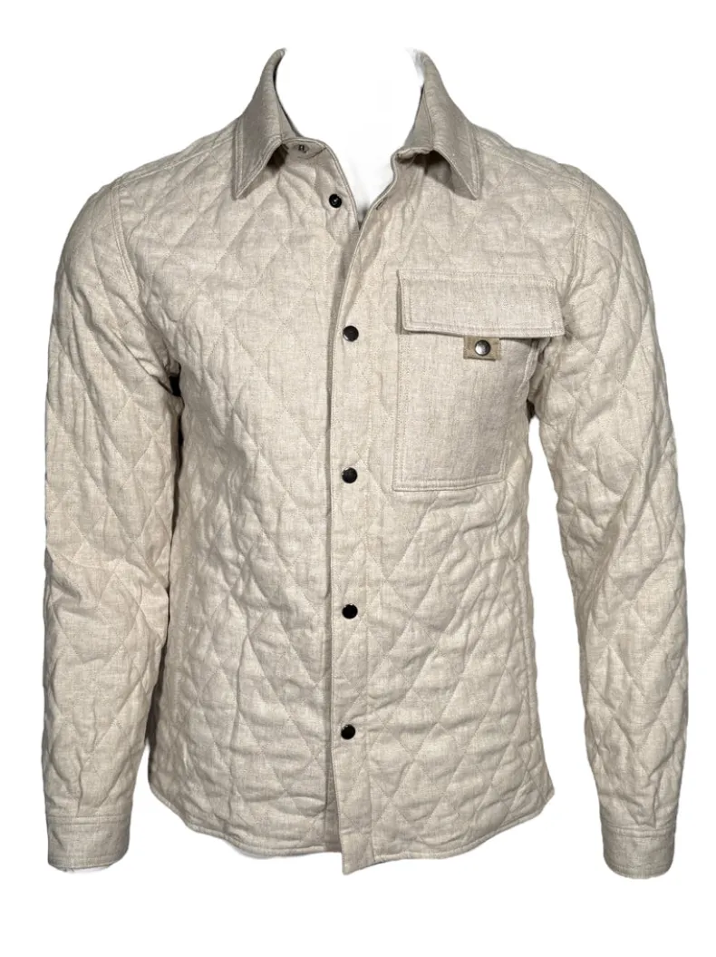 WATERVILLE QUILTED TWILL SHIRT JACKET - BEIGE