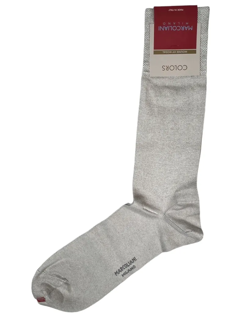 MARCOLIANI MOUSSE OF MODAL PLAIN DRESS CALF SOCK - ICE GREY