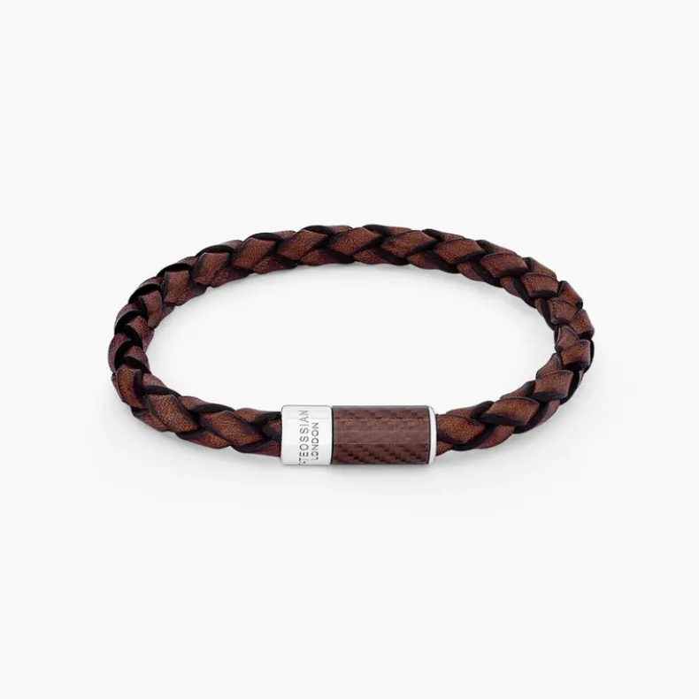 TATEOSSIAN CARBON POP BRACELET - BROWN LEATHER