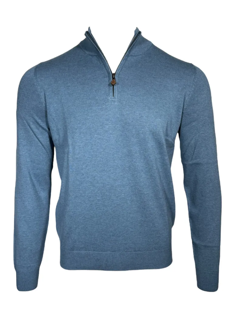 ALAN PAINE SELHURST QUARTER ZIP SWEATER - AIRFORCE