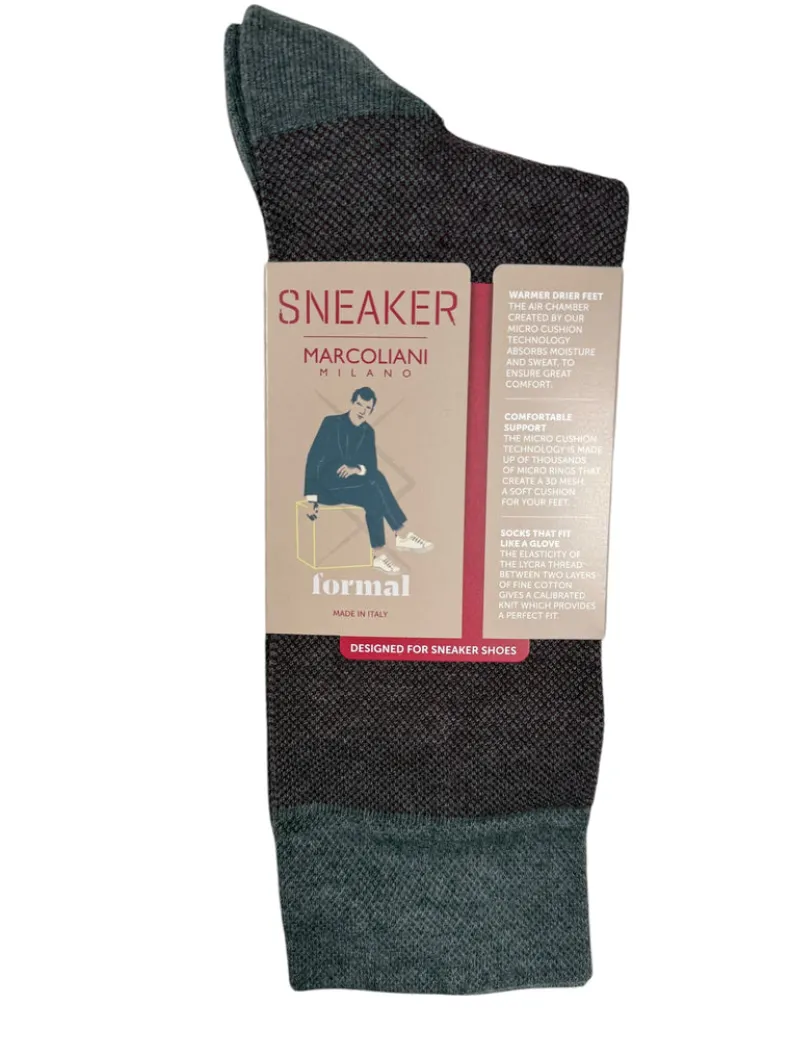 MARCOLIANI PIMA COTTON BIRDSEYE SNEAKER SOCK - FLANNEL/PLUM