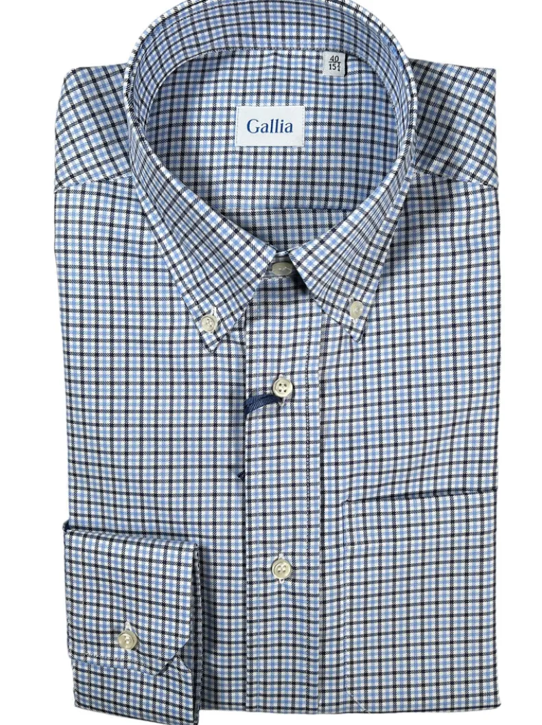 GALLIA MEN'S SHIRT - NAVY/BLUE CHECK