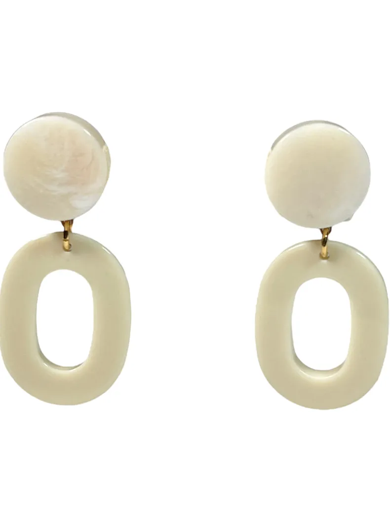 FRANCINE BRAMLI PARIS - OVAL EARRING - CREAM