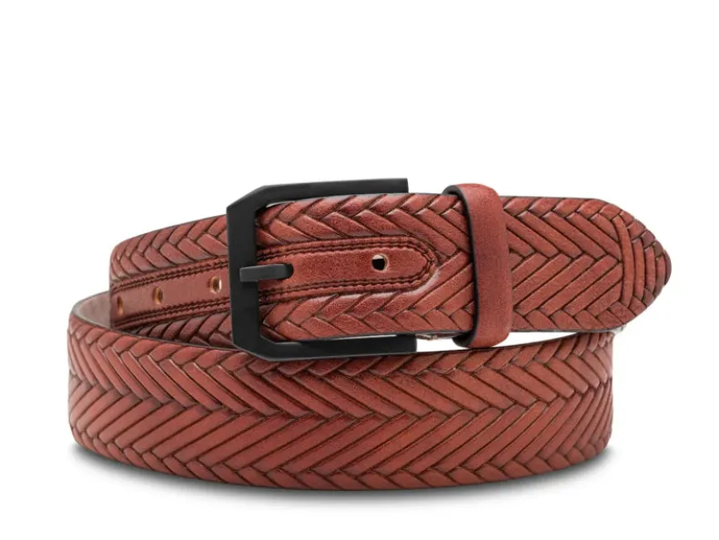 BOSCA 1911 WASHED LEATHER VESUVIO BELT - DARK BROWN