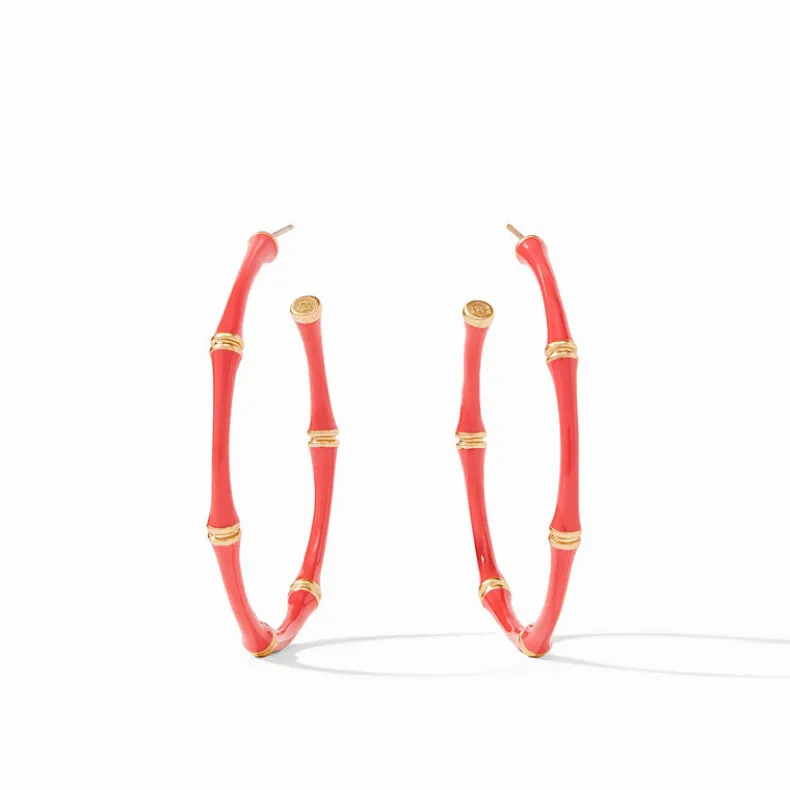 JULIE VOS LARGE BAMBOO HOOP - CORAL ENAMEL