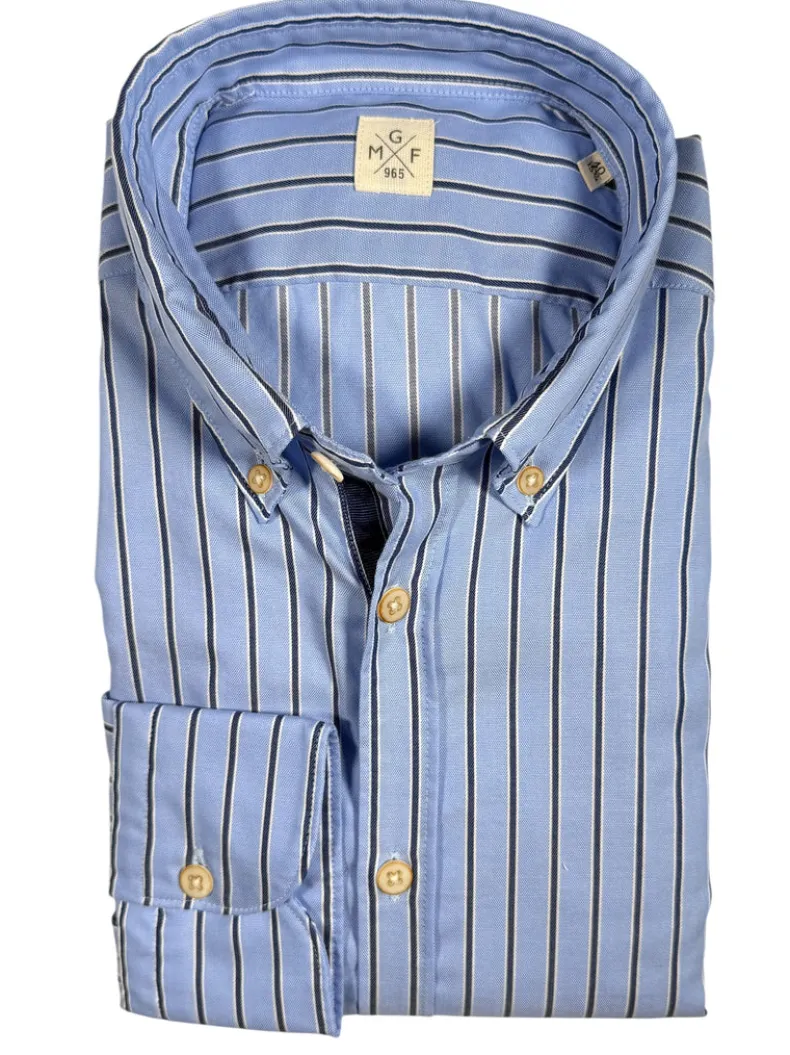 GMF 965 MEN'S COTTON SPORT SHIRT - BLUE/NAVY STRIPE