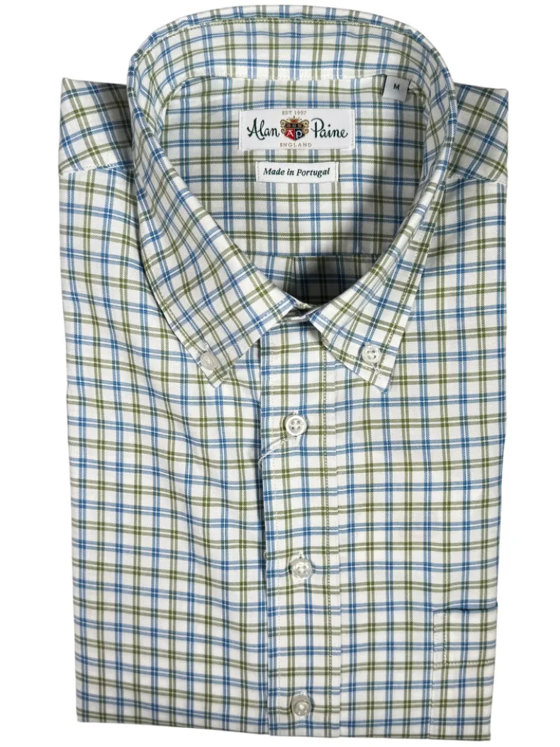 ALAN PAINE SPORT SHIRT - BLUE/GREEN DOUBLE CHECK