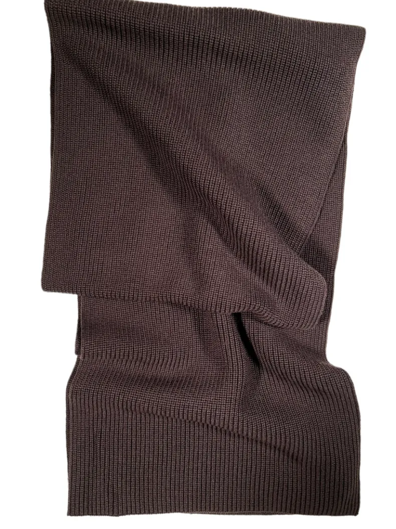 BUTTON DOWN RAIN WOOL SCARF - BROWN