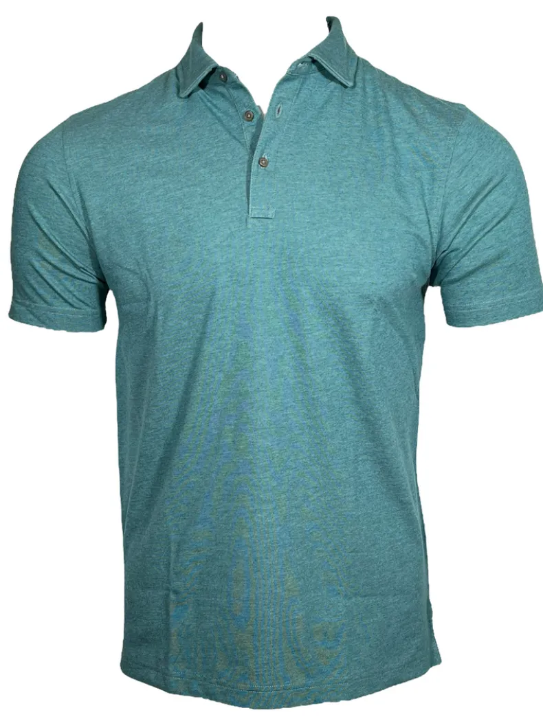 BUTTON DOWN MEN'S TECH POLO - PEACOCK HEATHER