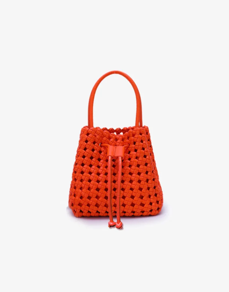 REMI/REID PERRIE BUCKET MINI WOVEN SQUARE BAG - ORANGE