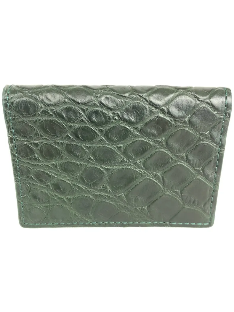 W.KLEINBERG ALLIGATOR ID CARD CASE WALLET - FOREST GREEN